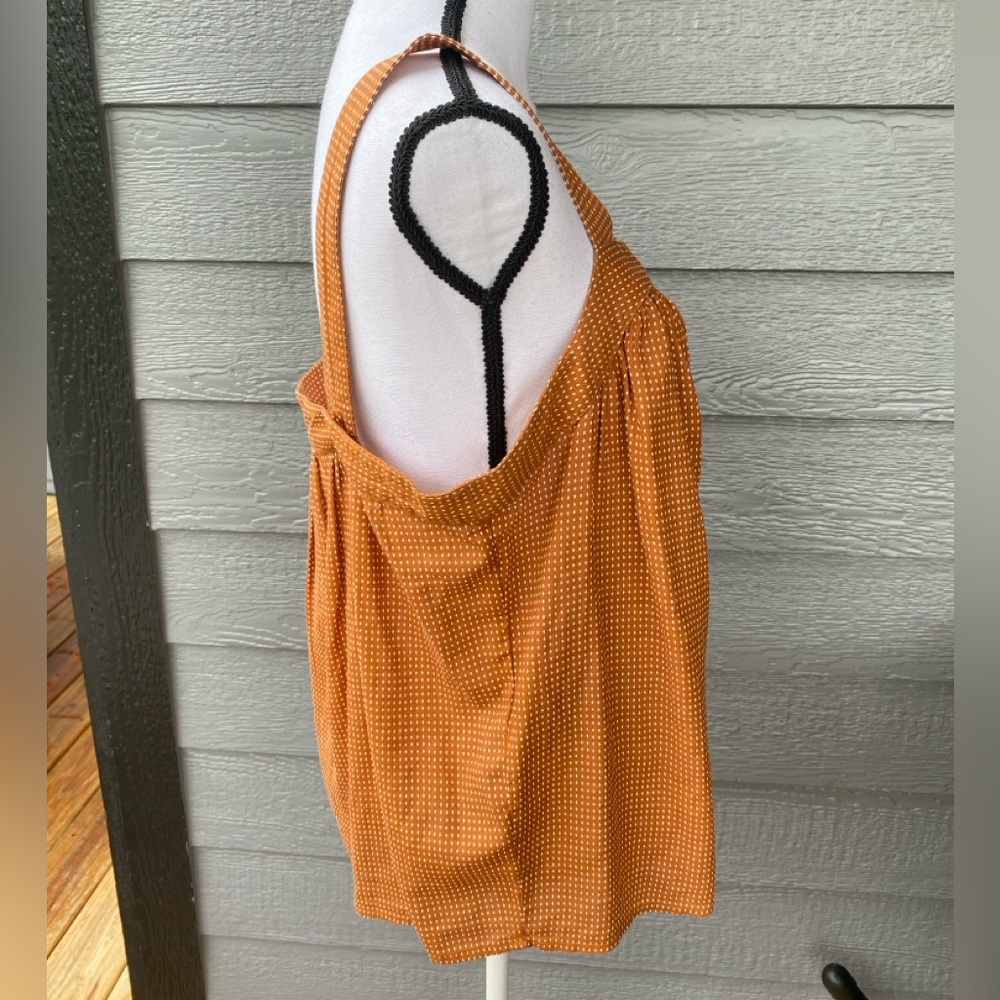a.n.a Burnt Orange Polka Dot Square neck Cotton Sleeveless Tank top NWT Sz Large - Picture 6 of 15